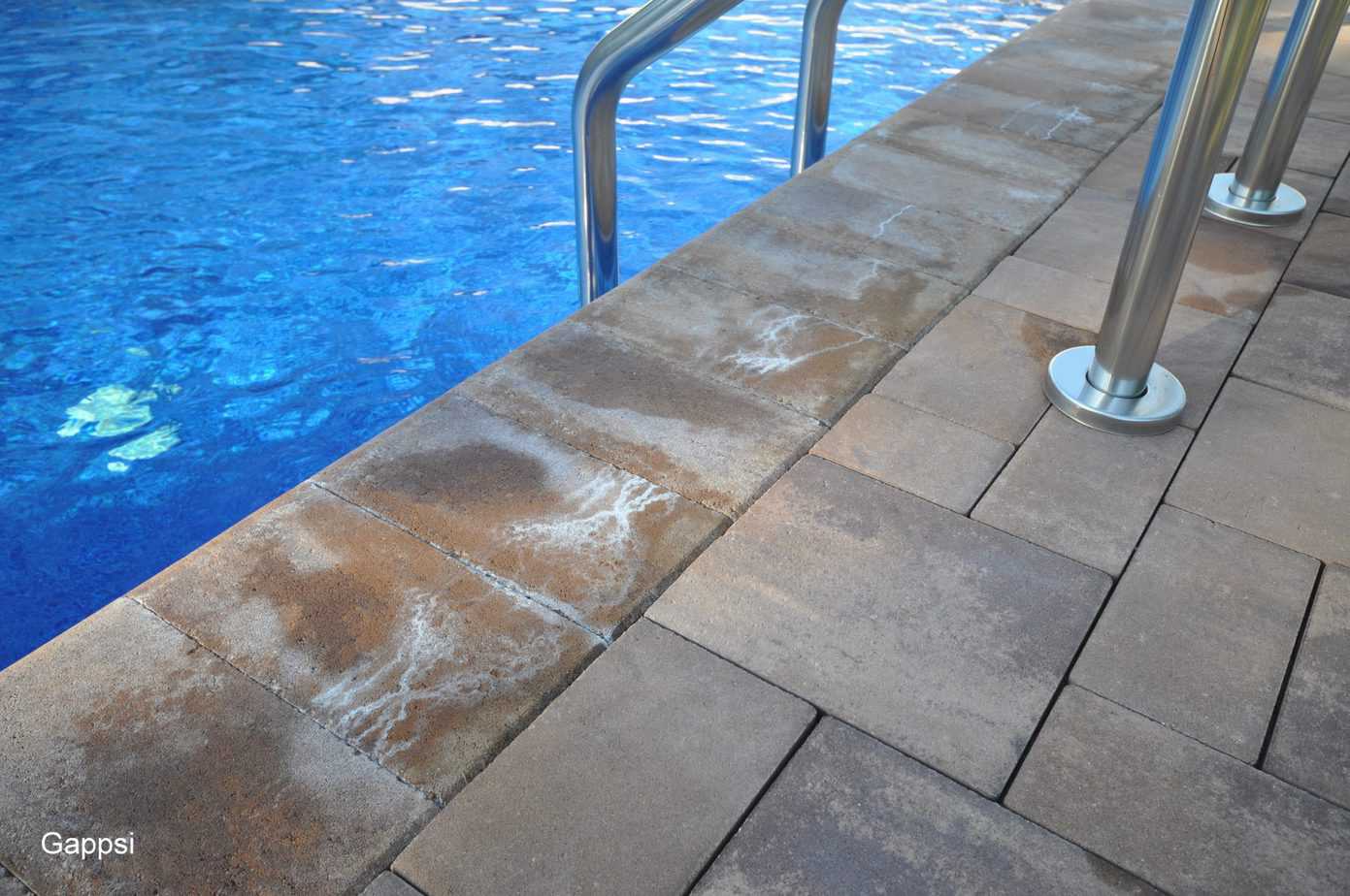 photo of efflorescence on pool deck