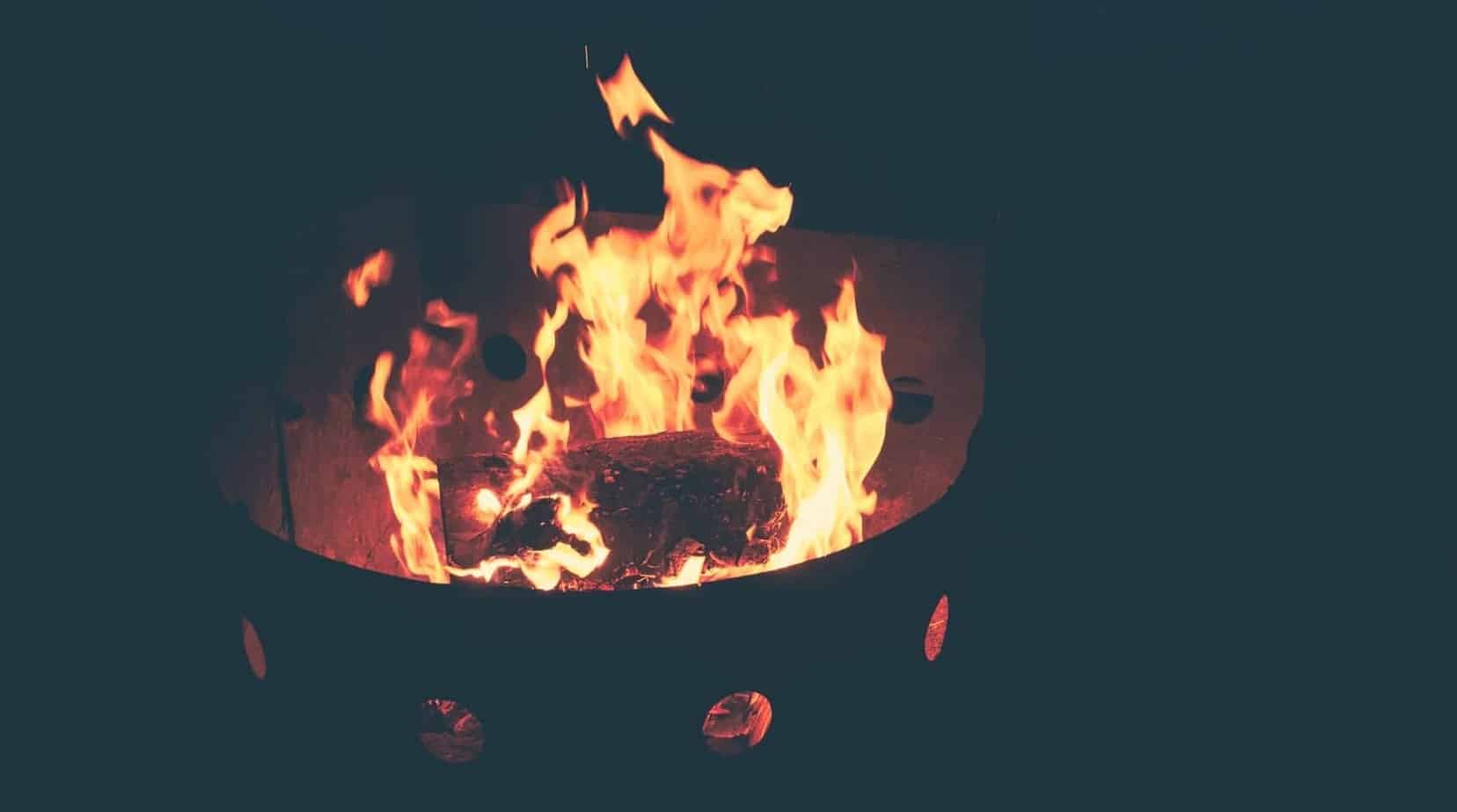 photo of fire pit at night