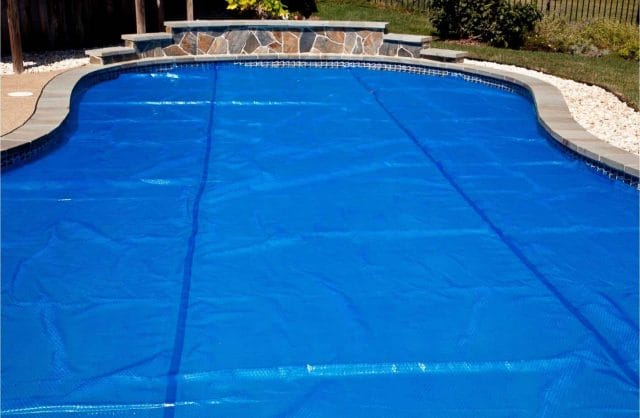 photo of solid pool cover
