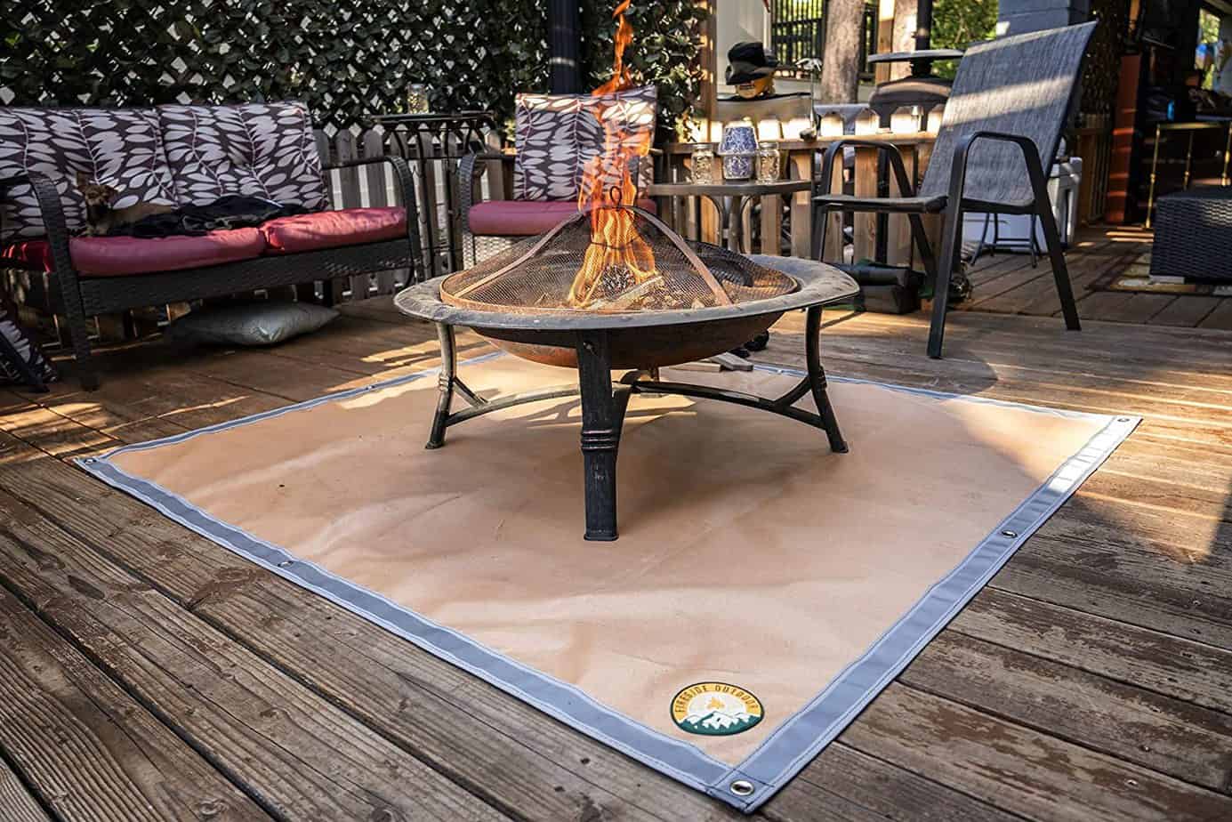photo of firepit with firepit mat