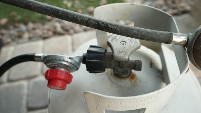 photo of propane tank connections